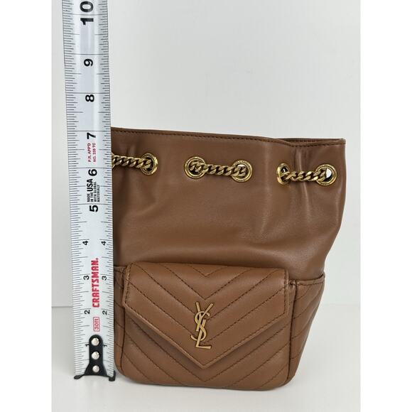 Saint Laurent Joe Nano Bucket Bag Brown Matelassé Leather with Gold Hardware C-6 - Picture 13 of 16